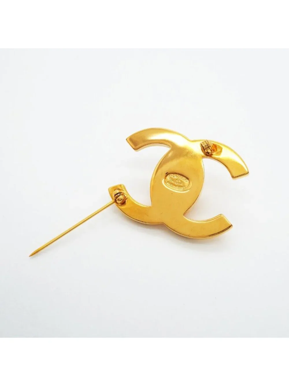 Chanel Brooch Vintage CC Logo Turnlock Gold Plated